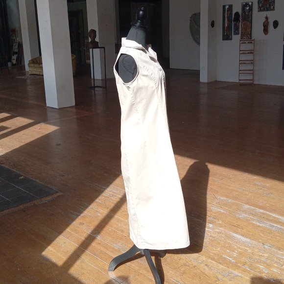 Thick cotton/denim cream button down maxi dress - Picture 2 of 6